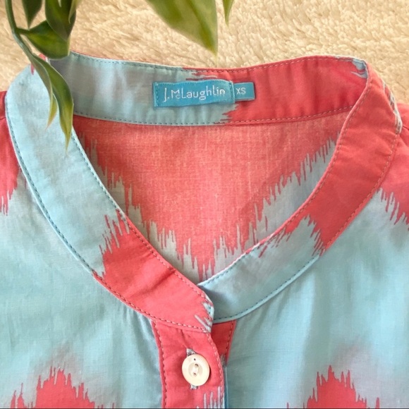J.McLaughlin blue coral chevron tunic top cotton XS - Picture 6 of 9